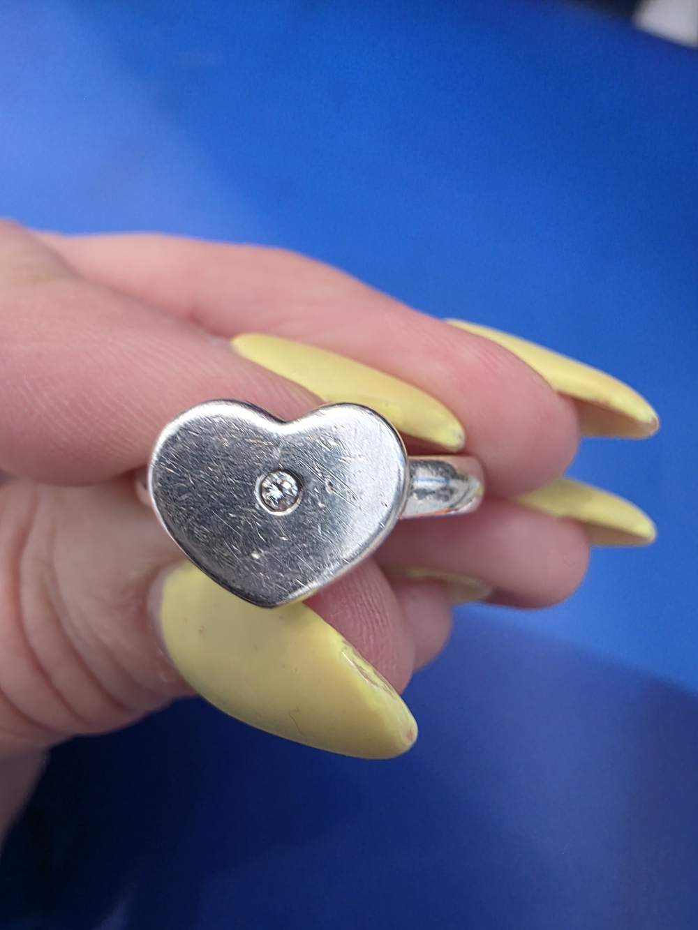 Tiffany & Co. Silver Heart Signet Ring with Center Diamond - Picture 7 of 7